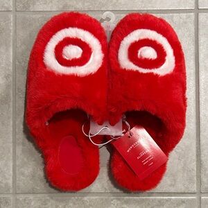 Target Red Plush Slippers with Logo